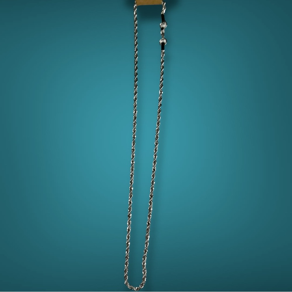 Classic 18” Silver Tone Rope Chain Necklace Twisted Layering Piece